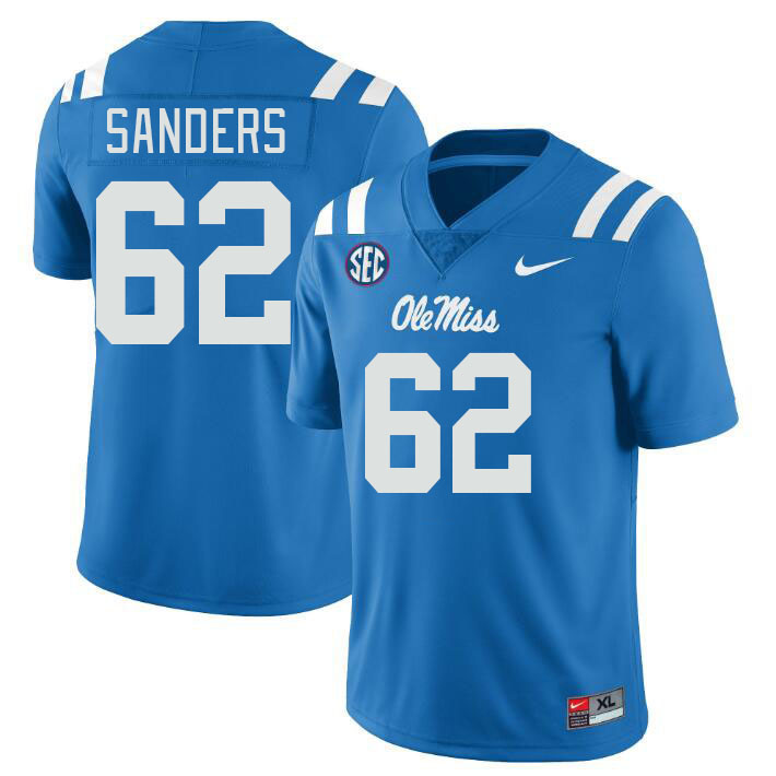 Ole Miss Rebels #62 Brycen Sanders College Football Jerseyes Stitched Sale-Powder Blue